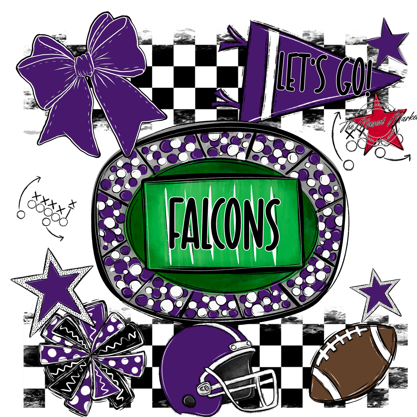 Falcons Checkers Spirit Design-Purple