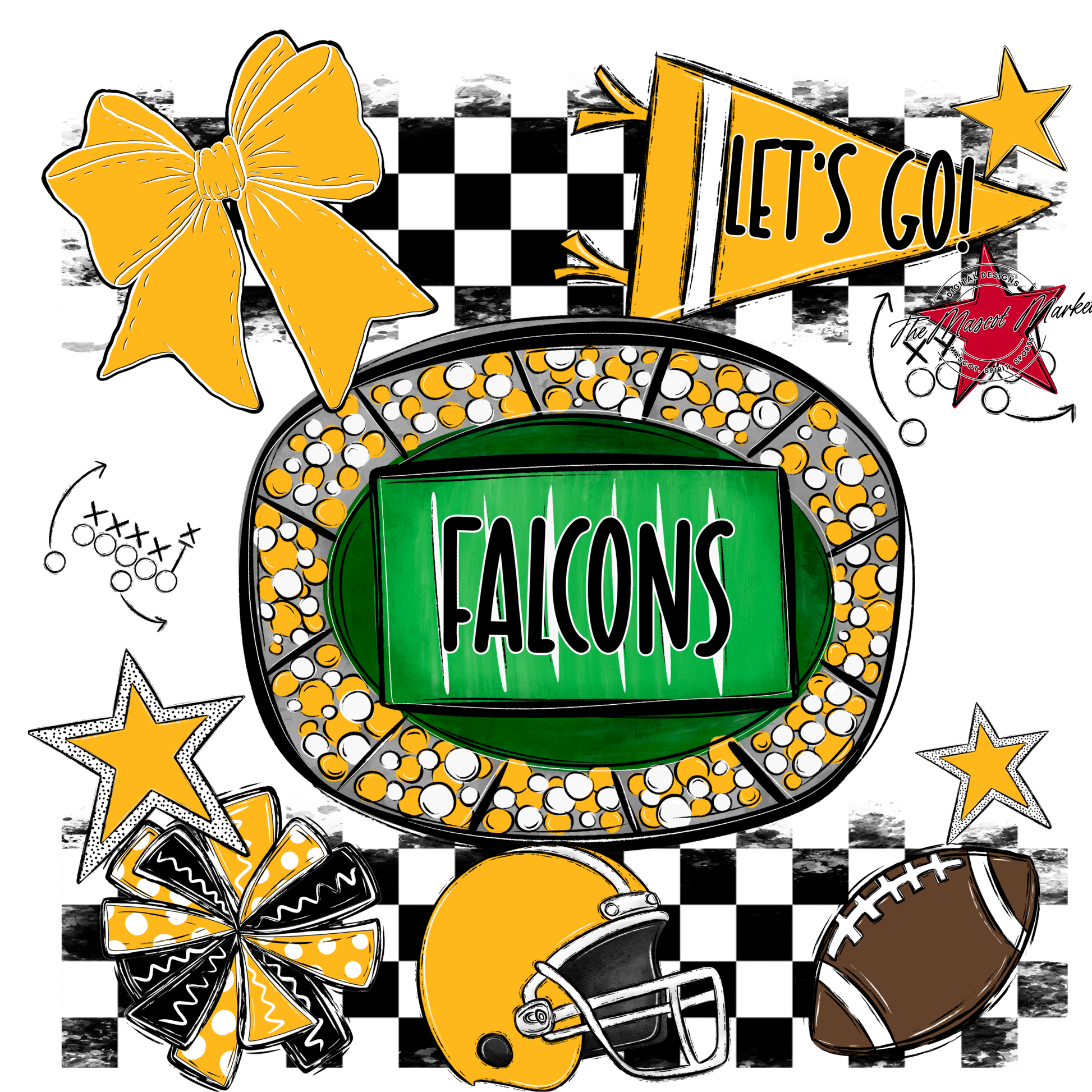 Falcons Checkers Spirit Design-Yellow
