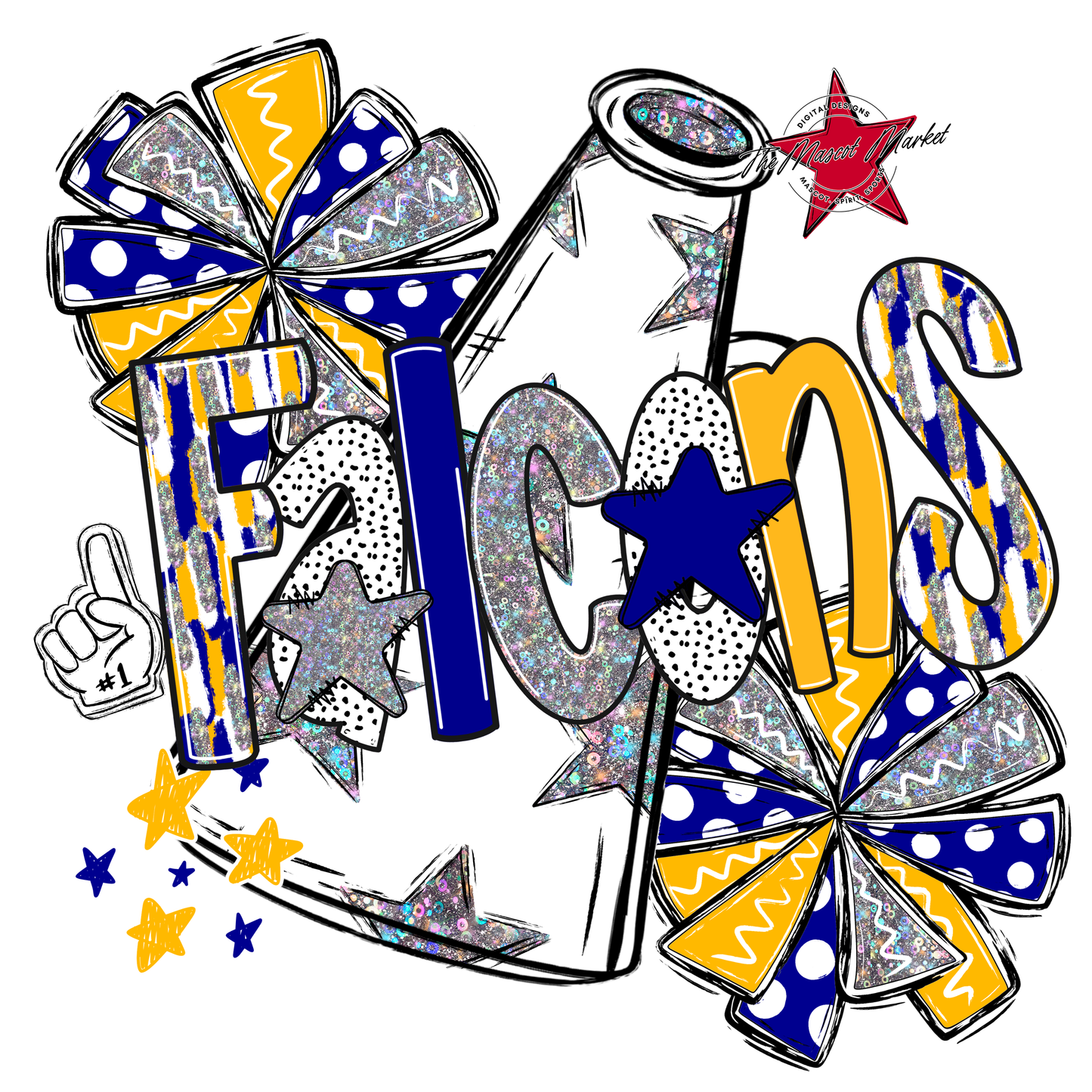 Falcons Cheer Megaphone Scrape-Blue-Yellow