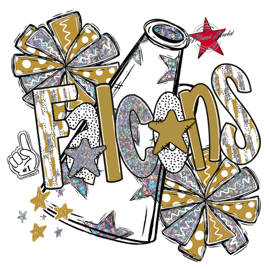 Falcons Cheer Megaphone Scrape-Gold