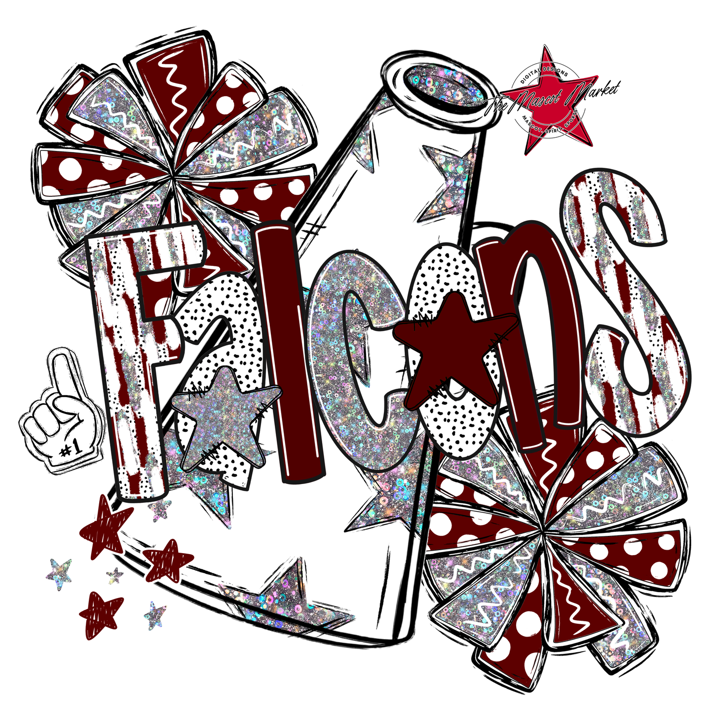 Falcons Cheer Megaphone Scrape-Maroon