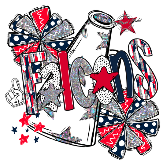 Falcons Cheer Megaphone Scrape-Navy-Red