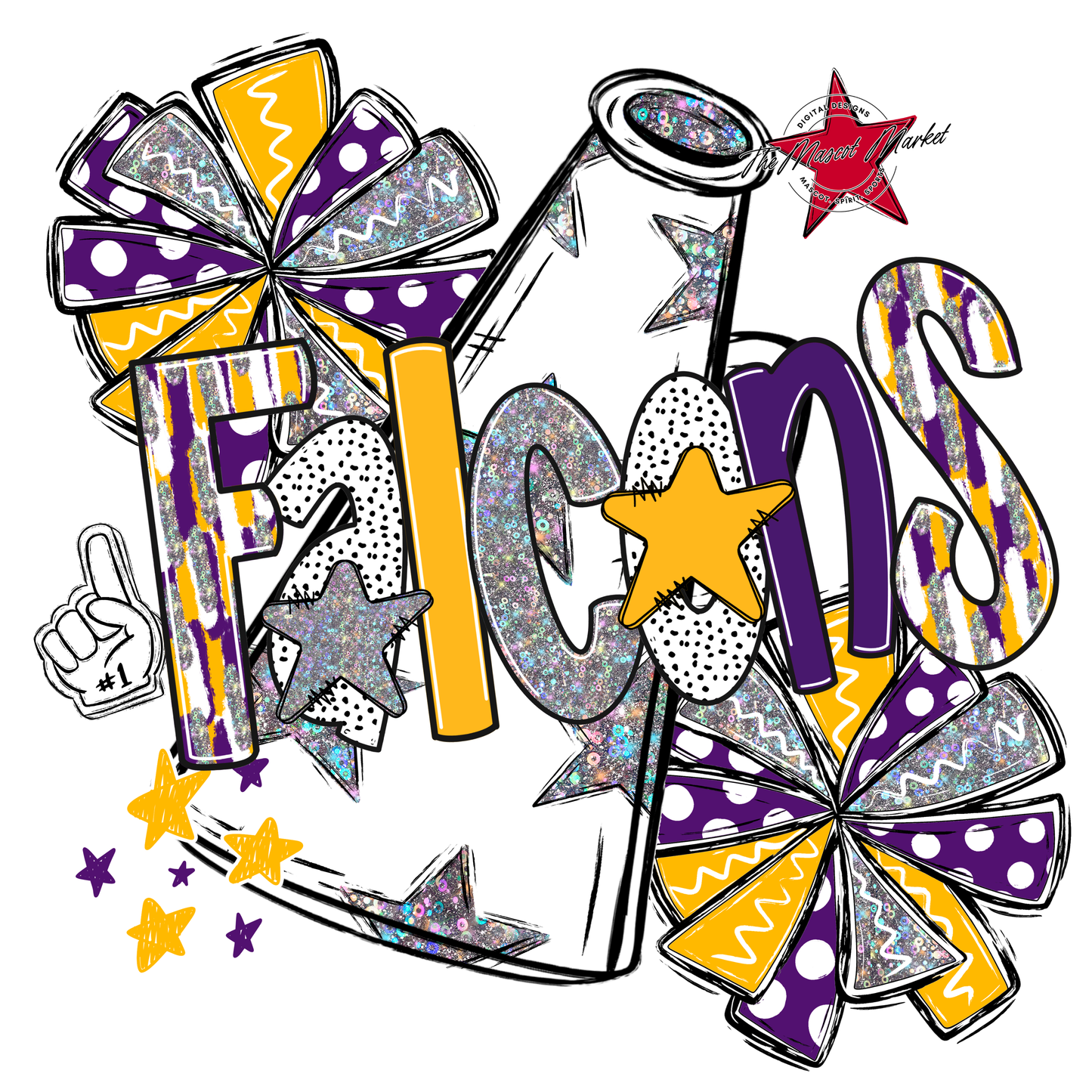 Falcons Cheer Megaphone Scrape-Purple-Yellow