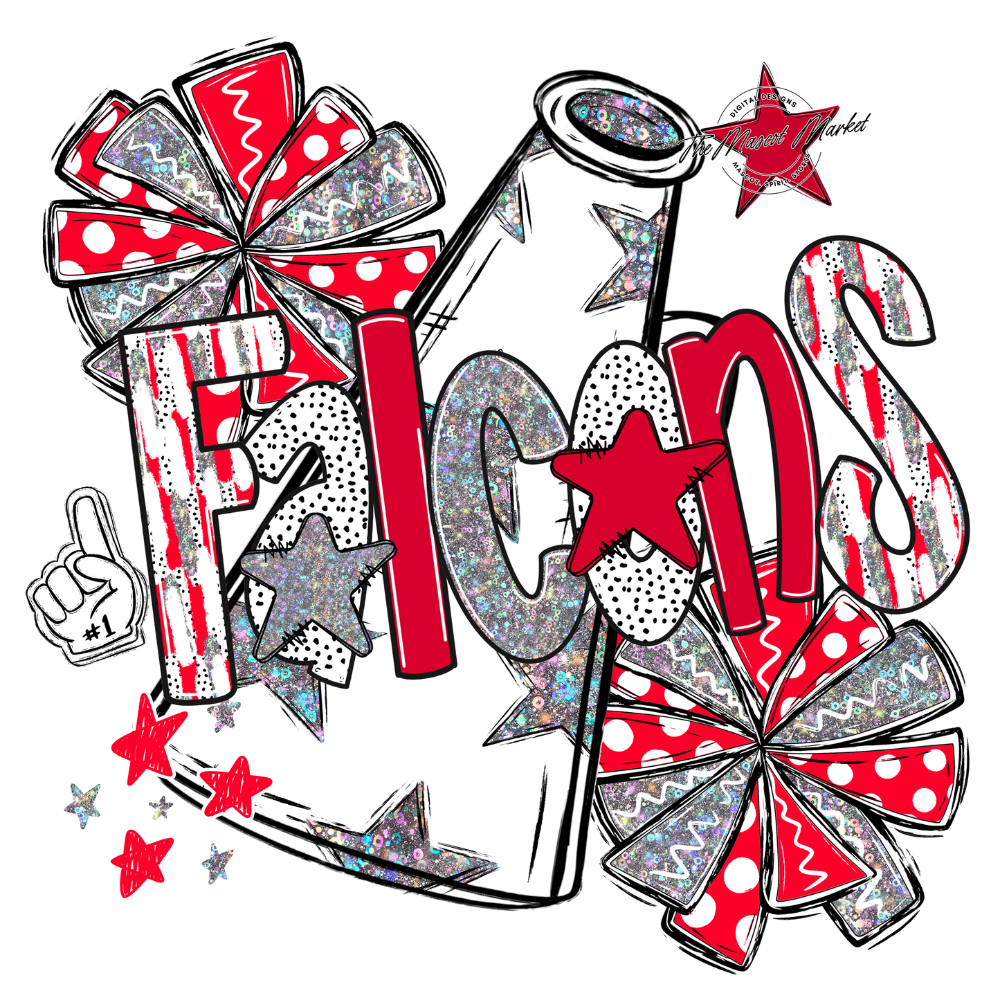 Falcons Cheer Megaphone Scrape-Red