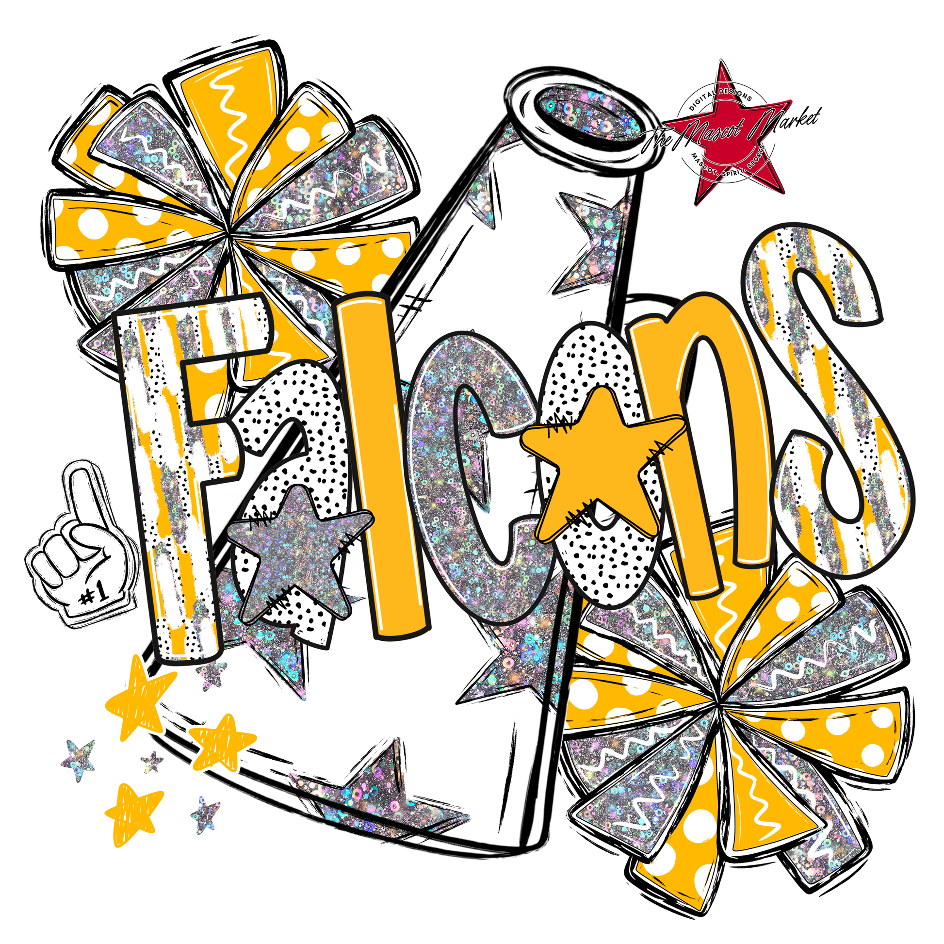 Falcons Cheer Megaphone Scrape-Yellow