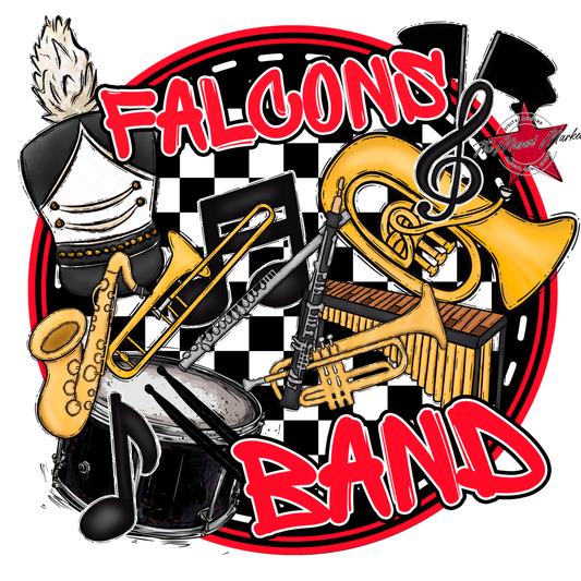 Falcons Circle Band Design-Bright Red