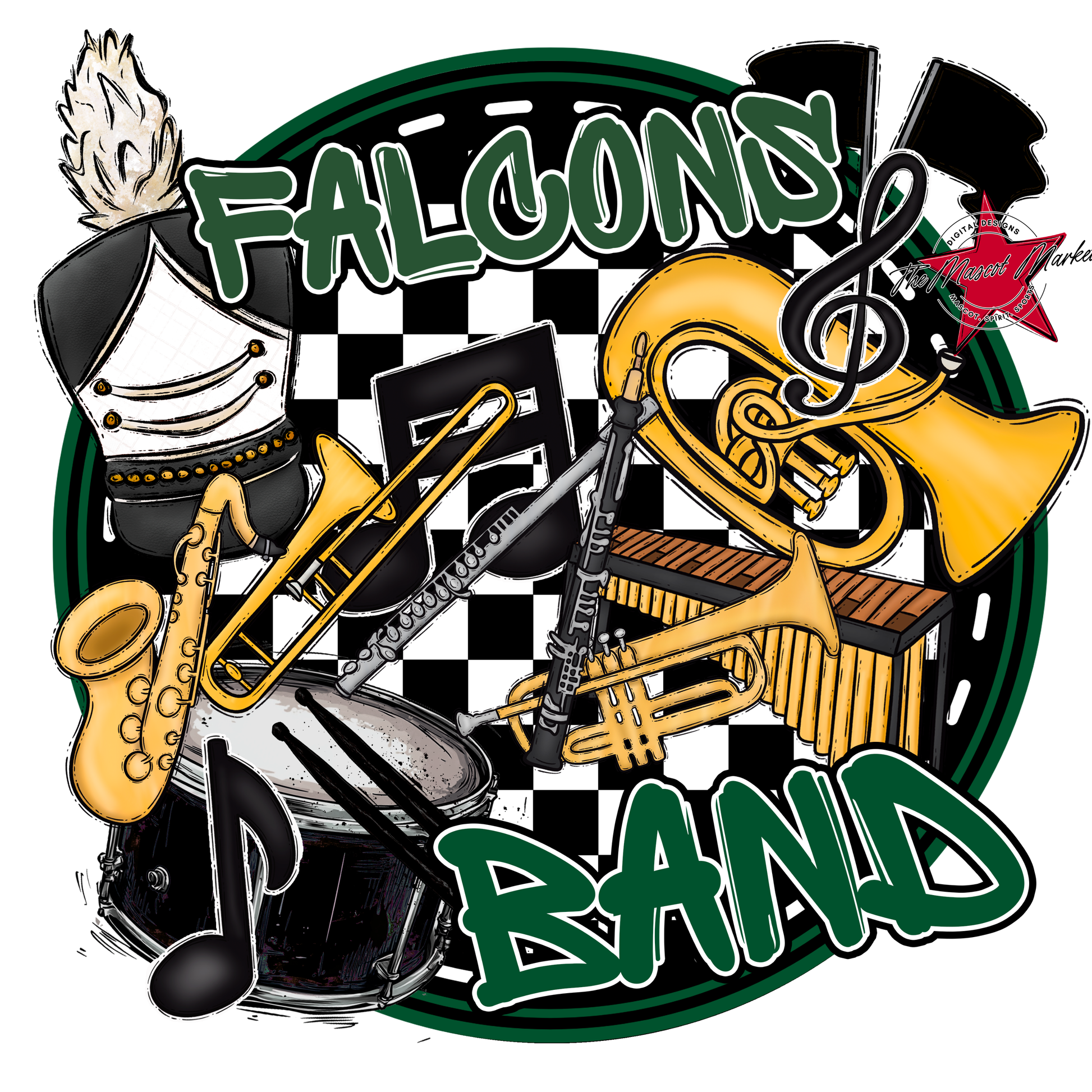 Falcons Circle Band Design-Green