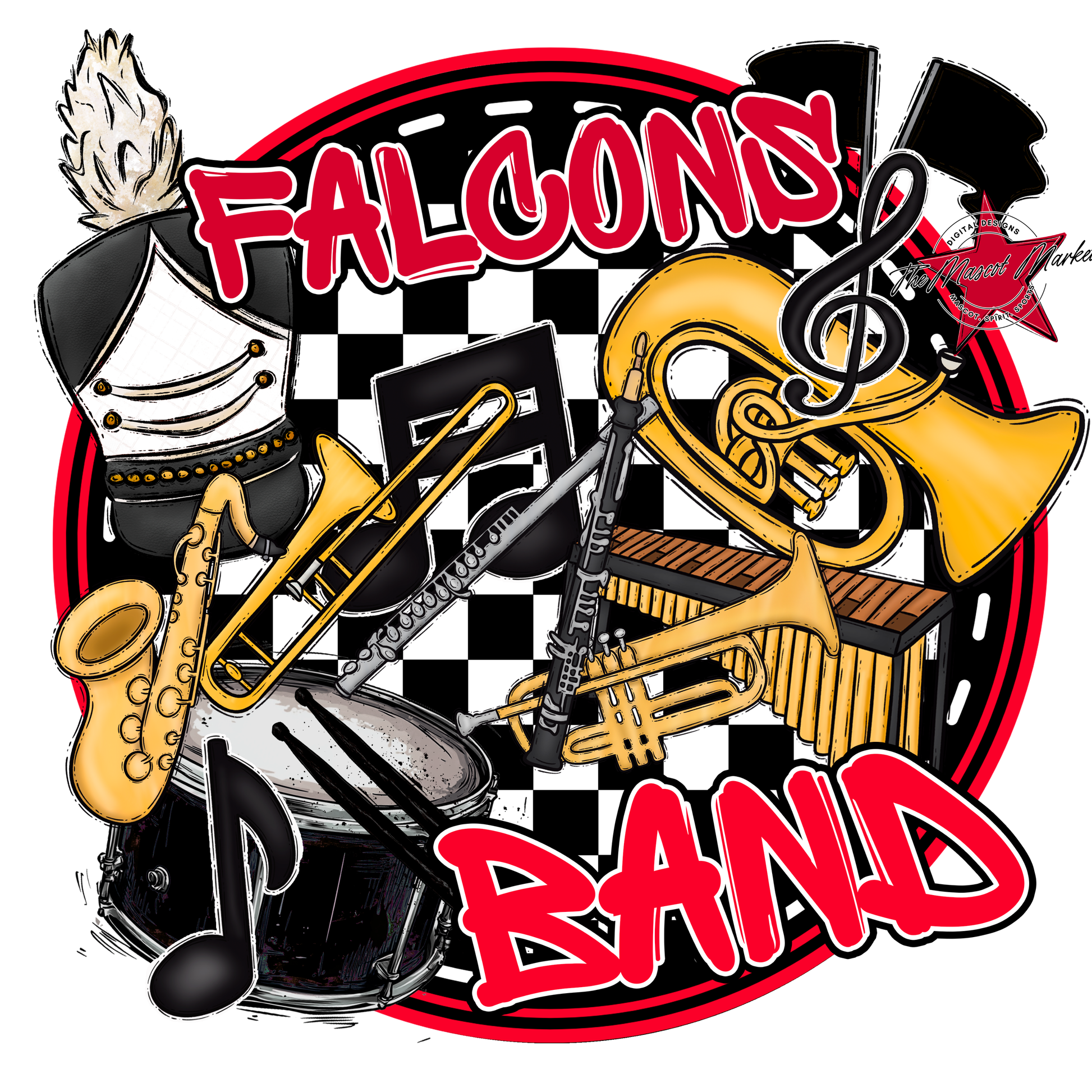 Falcons Circle Band Design-Red
