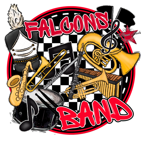 Falcons Circle Band Design-Red