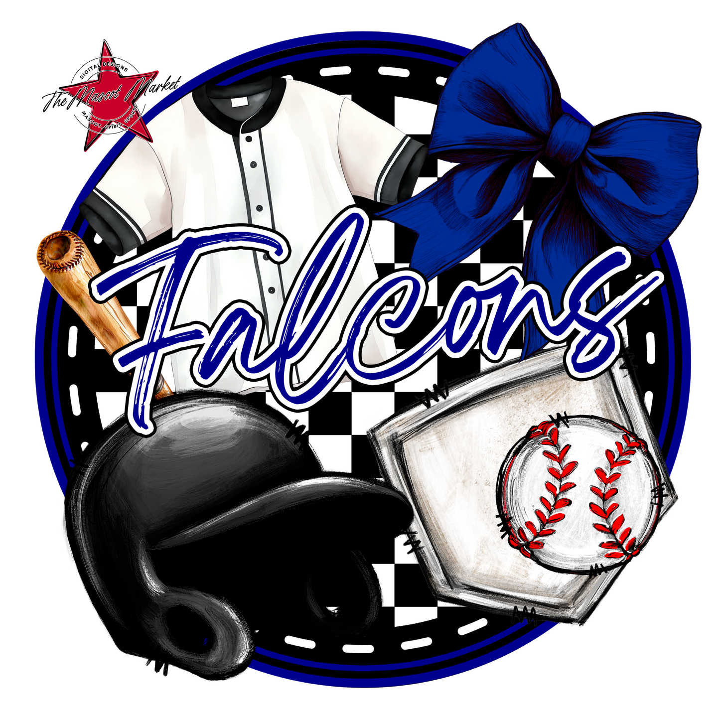 Falcons Circle Baseball Design-Blue