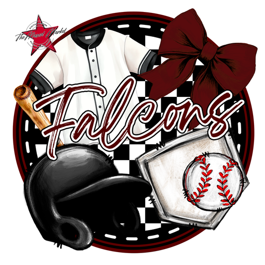 Falcons Circle Baseball Design-Maroon