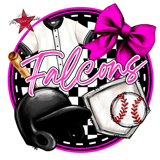 Falcons Circle Baseball Design-Pink