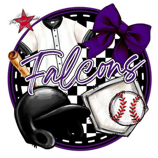 Falcons Circle Baseball Design-Purple