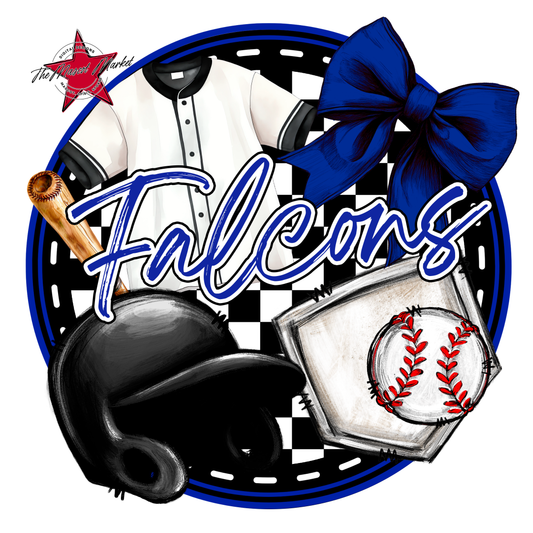 Falcons Circle Baseball Design-Royal Blue