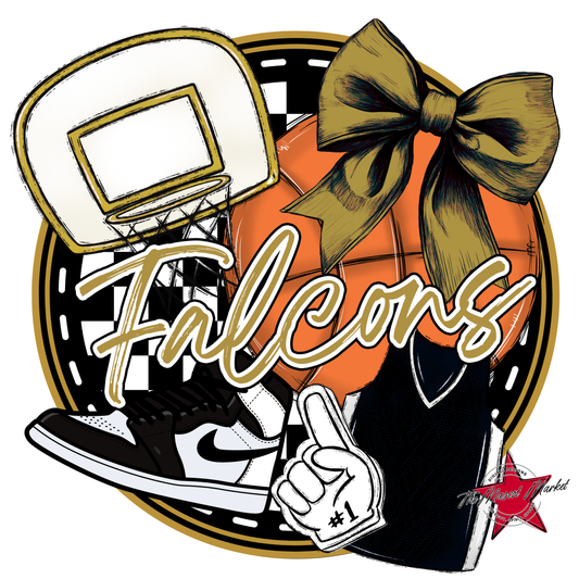 Falcons Circle Basketball Design-Gold