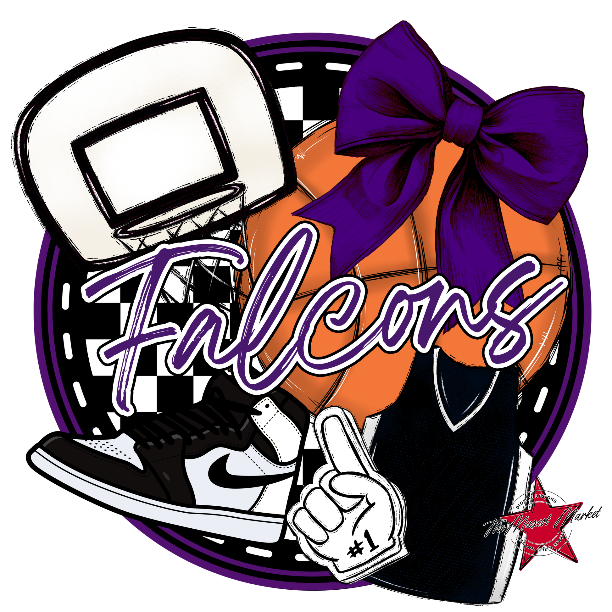 Falcons Circle Basketball Design-Purple