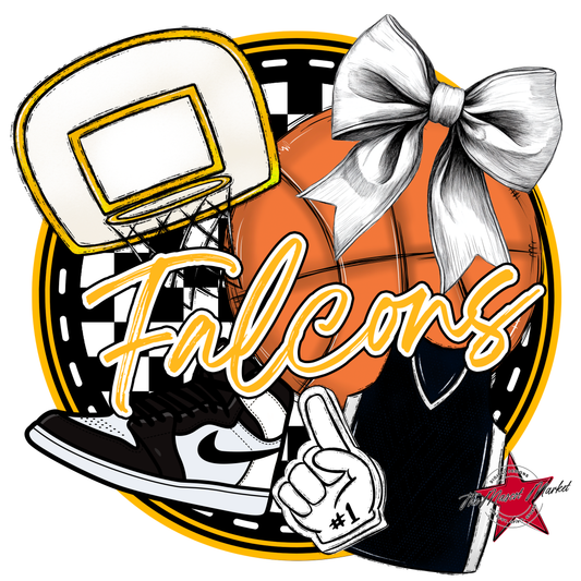 Falcons Circle Basketball Design-Yellow