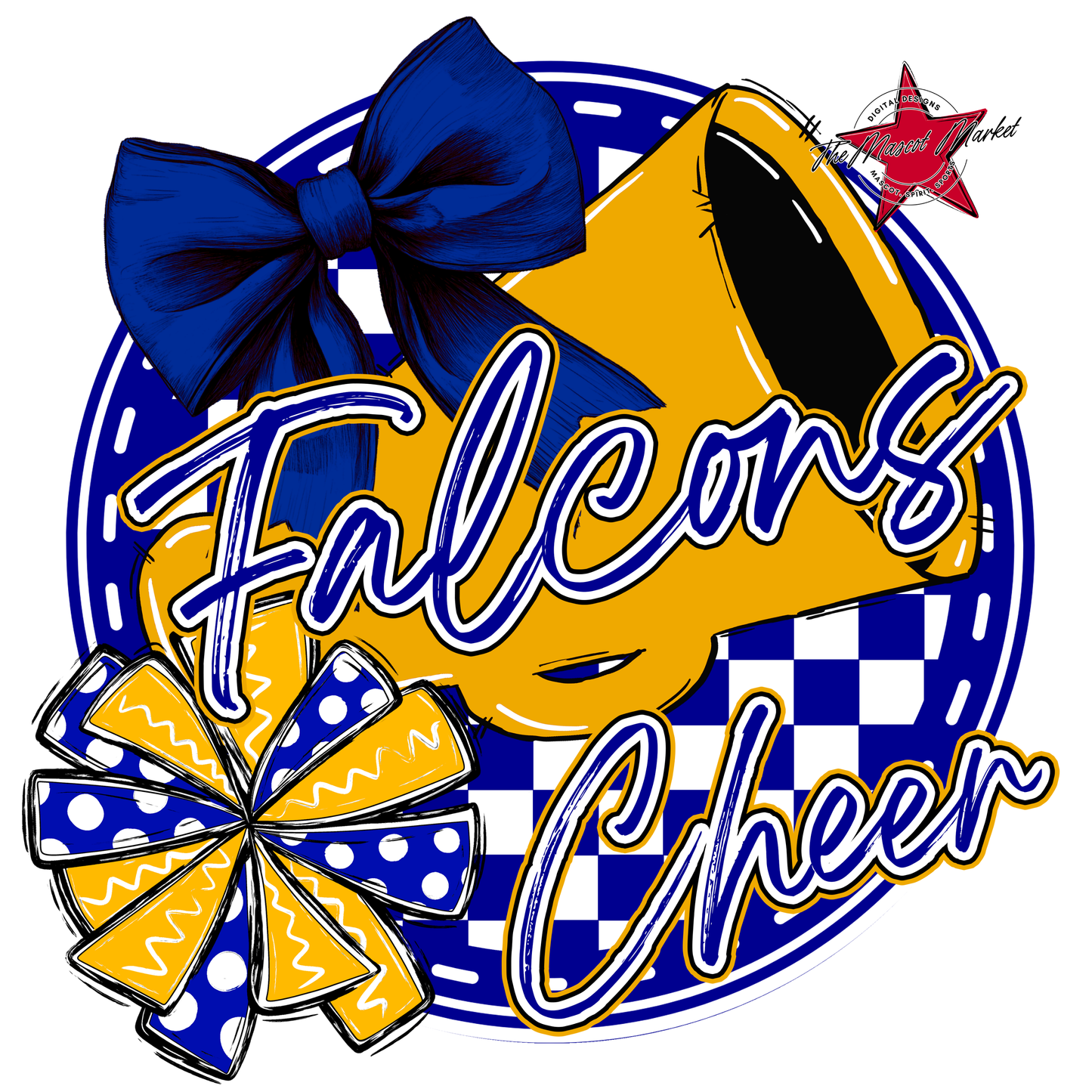 Falcons Circle Cheer Design-Blue-Yellow