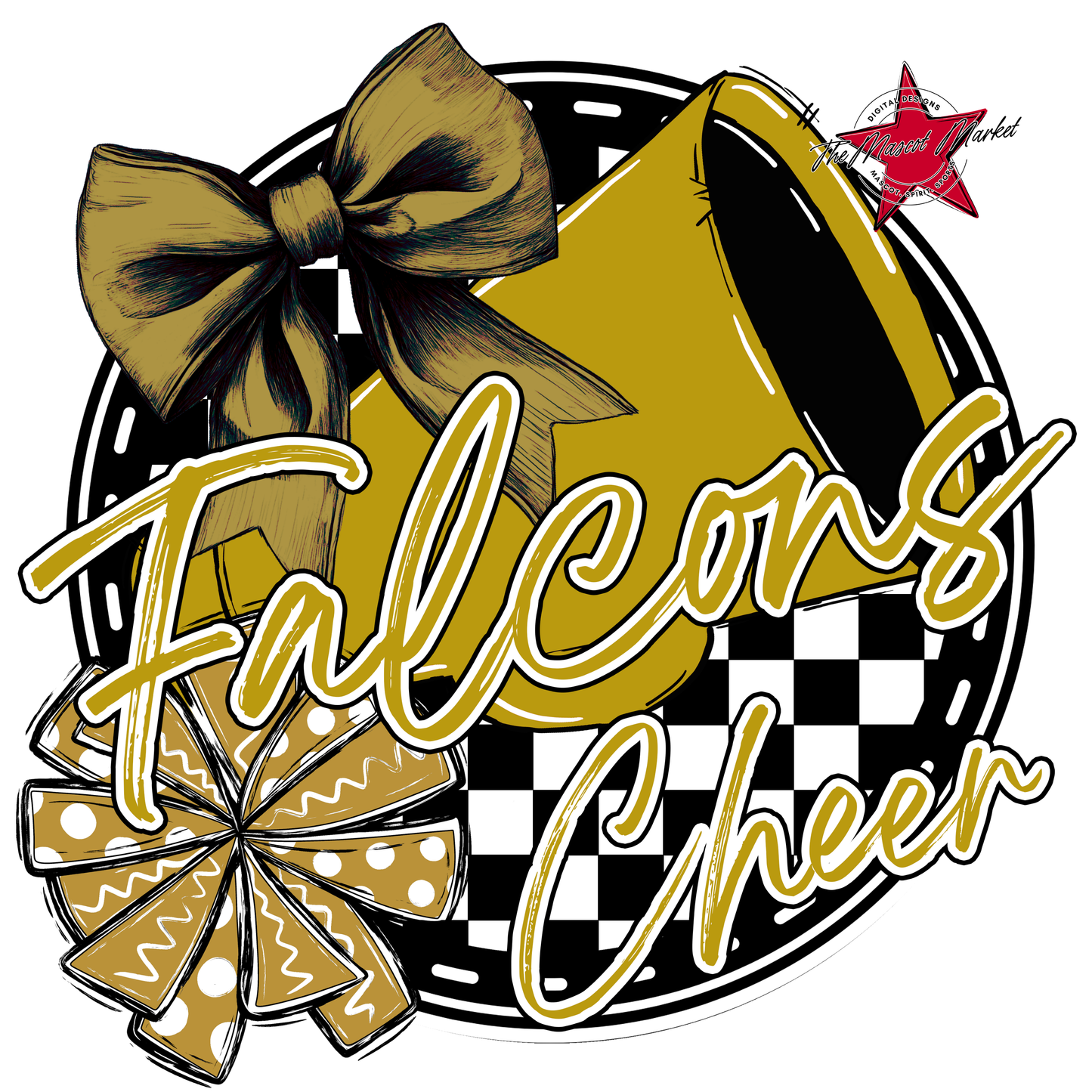 Falcons Circle Cheer Design-Gold