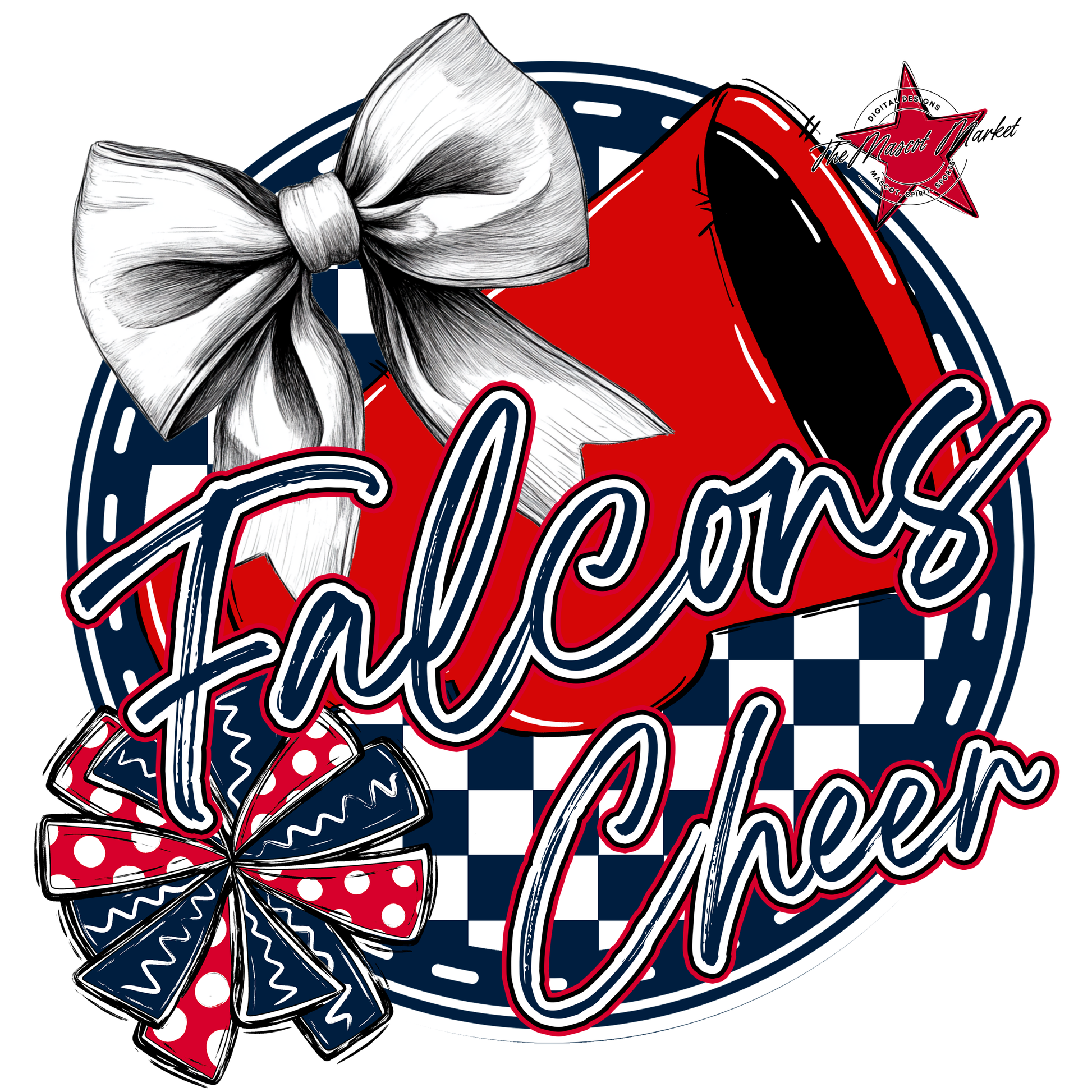 Falcons Circle Cheer Design-Navy-Red