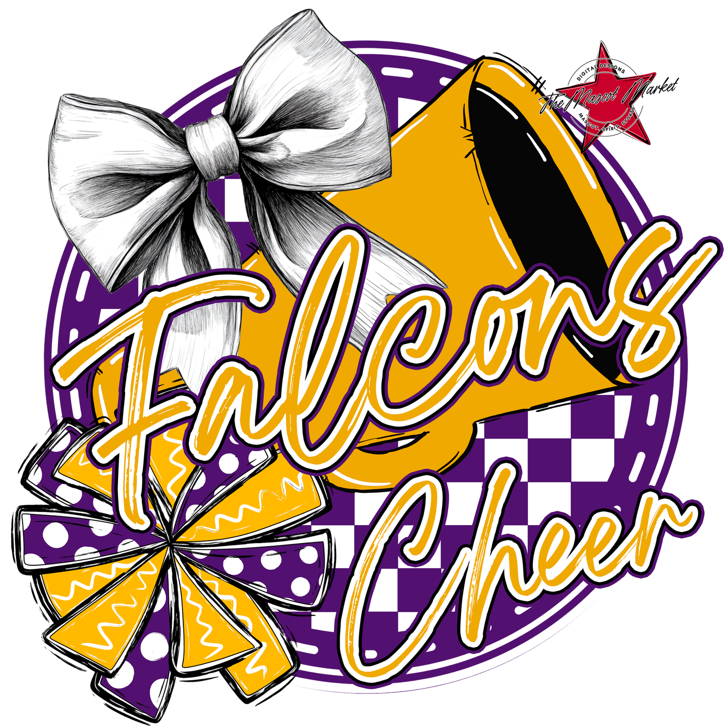 Falcons Circle Cheer Design-Purple-Yellow
