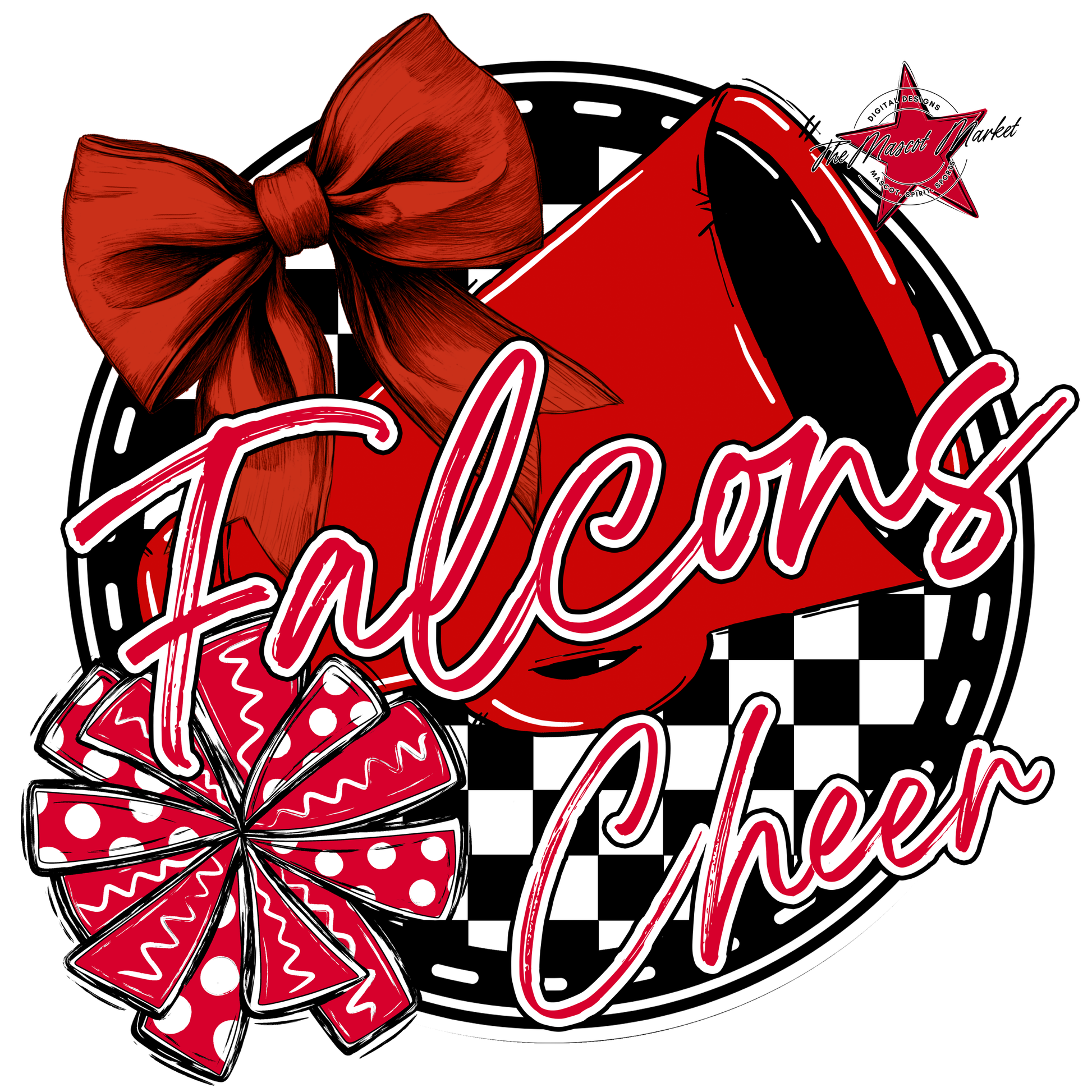 Falcons Circle Cheer Design-Red