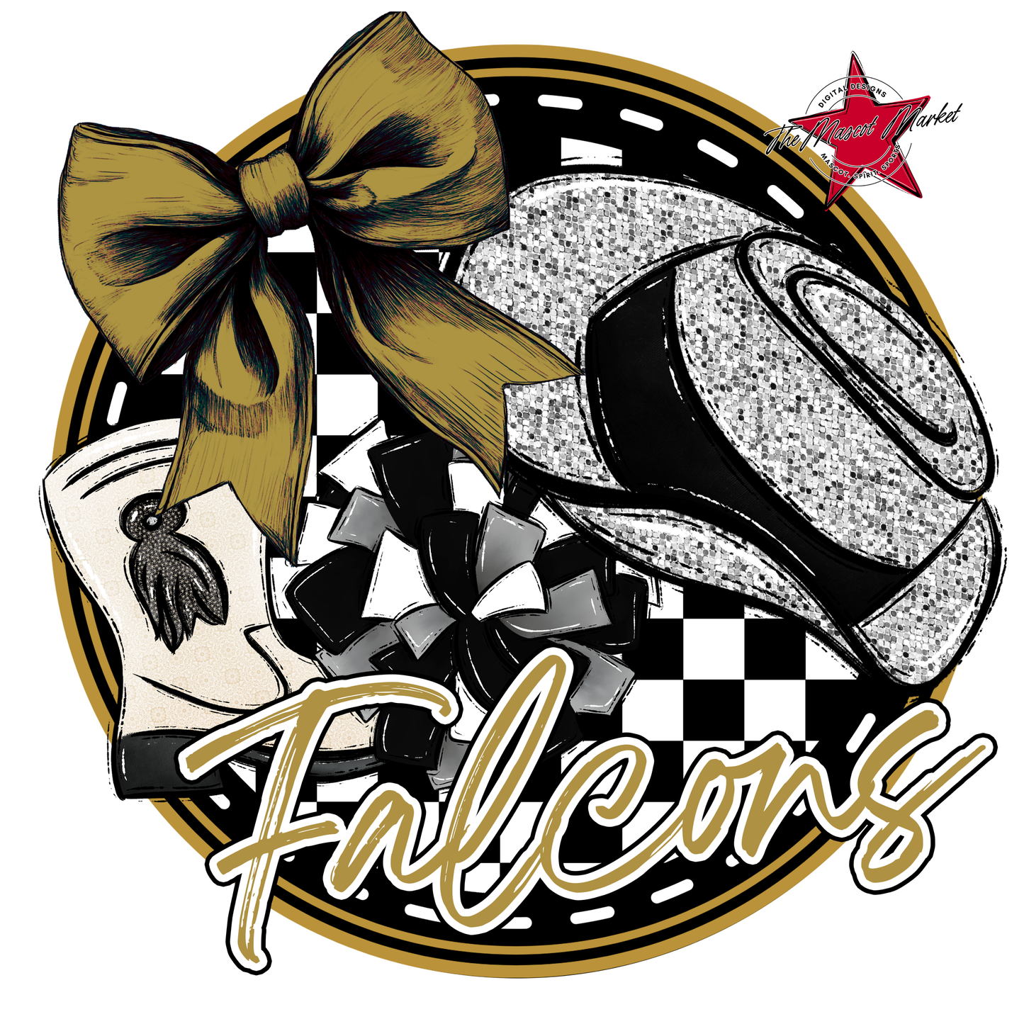 Falcons Circle Drillteam Design-Gold