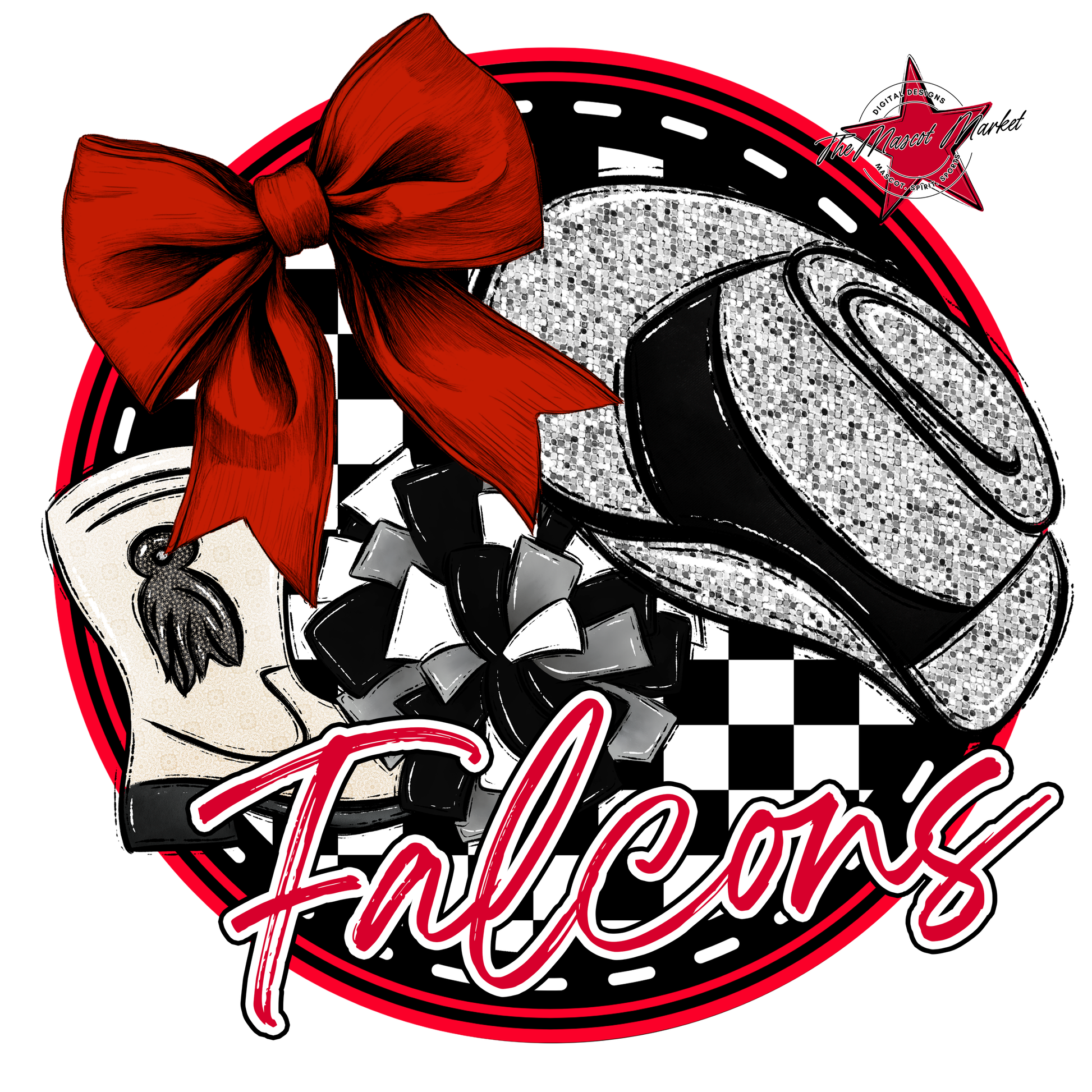 Falcons Circle Drillteam Design-Red