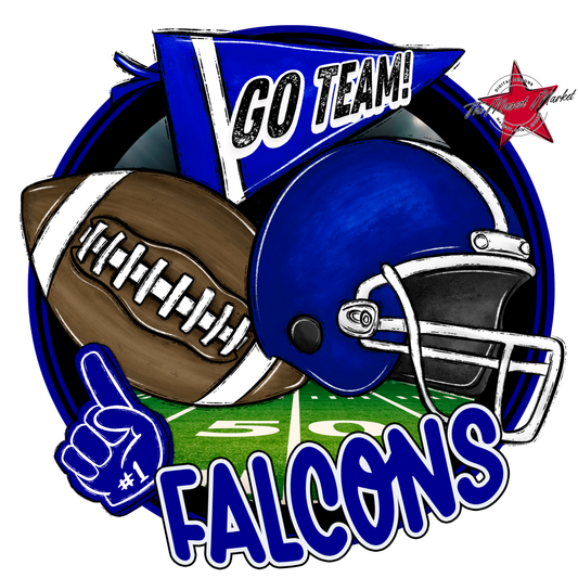 Falcons Circle Football Design-Blue