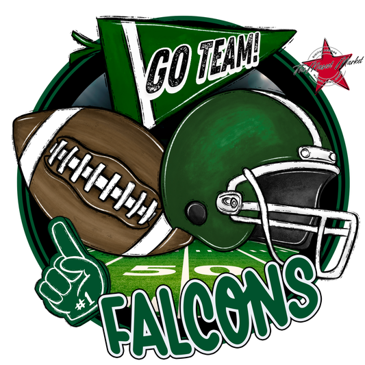 Falcons Circle Football Design-Green
