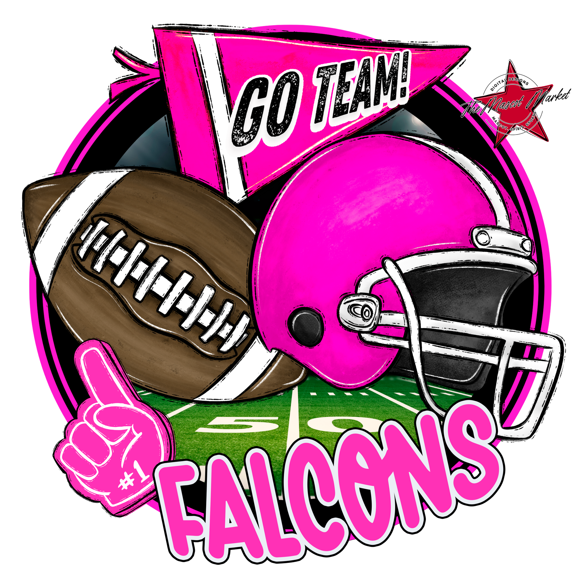 Falcons Circle Football Design-Pink