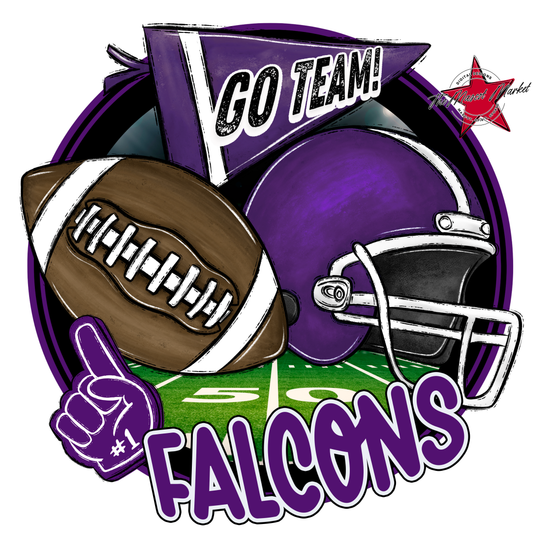 Falcons Circle Football Design-Purple
