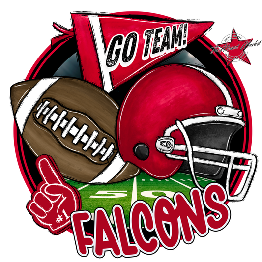 Falcons Circle Football Design-Red