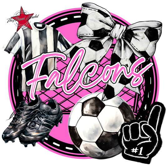 Falcons Circle Soccer Design-Baby Pink