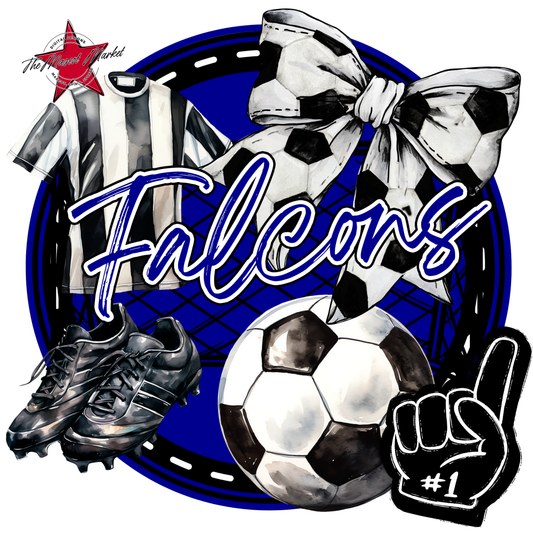 Falcons Circle Soccer Design-Blue