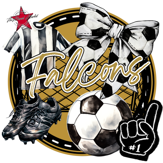 Falcons Circle Soccer Design-Gold
