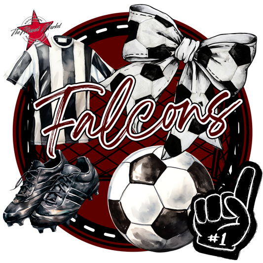 Falcons Circle Soccer Design-Maroon