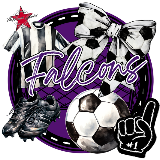Falcons Circle Soccer Design-Purple