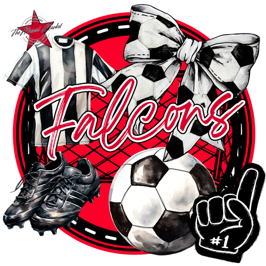 Falcons Circle Soccer Design-Red