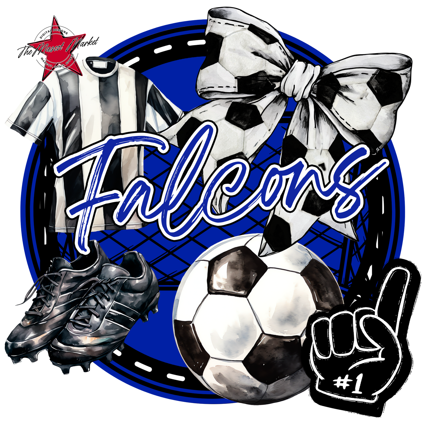 Falcons Circle Soccer Design-Royal Blue