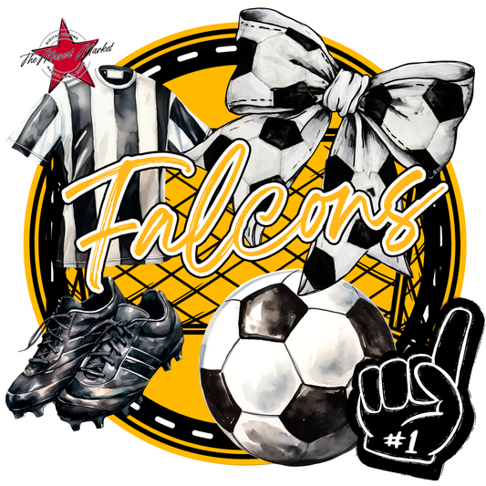 Falcons Circle Soccer Design-Yellow