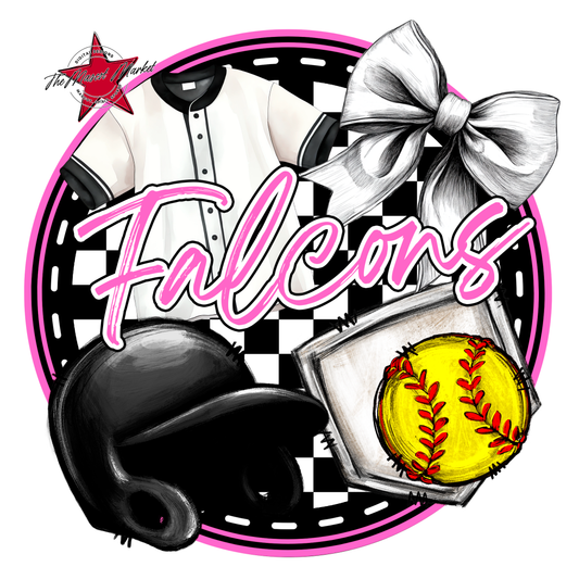 Falcons Circle Softball Design-Baby Pink