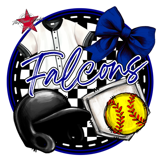 Falcons Circle Softball Design-Blue