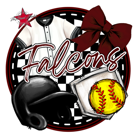 Falcons Circle Softball Design-Maroon