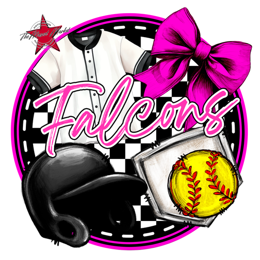 Falcons Circle Softball Design-Pink