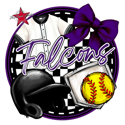 Falcons Circle Softball Design-Purple
