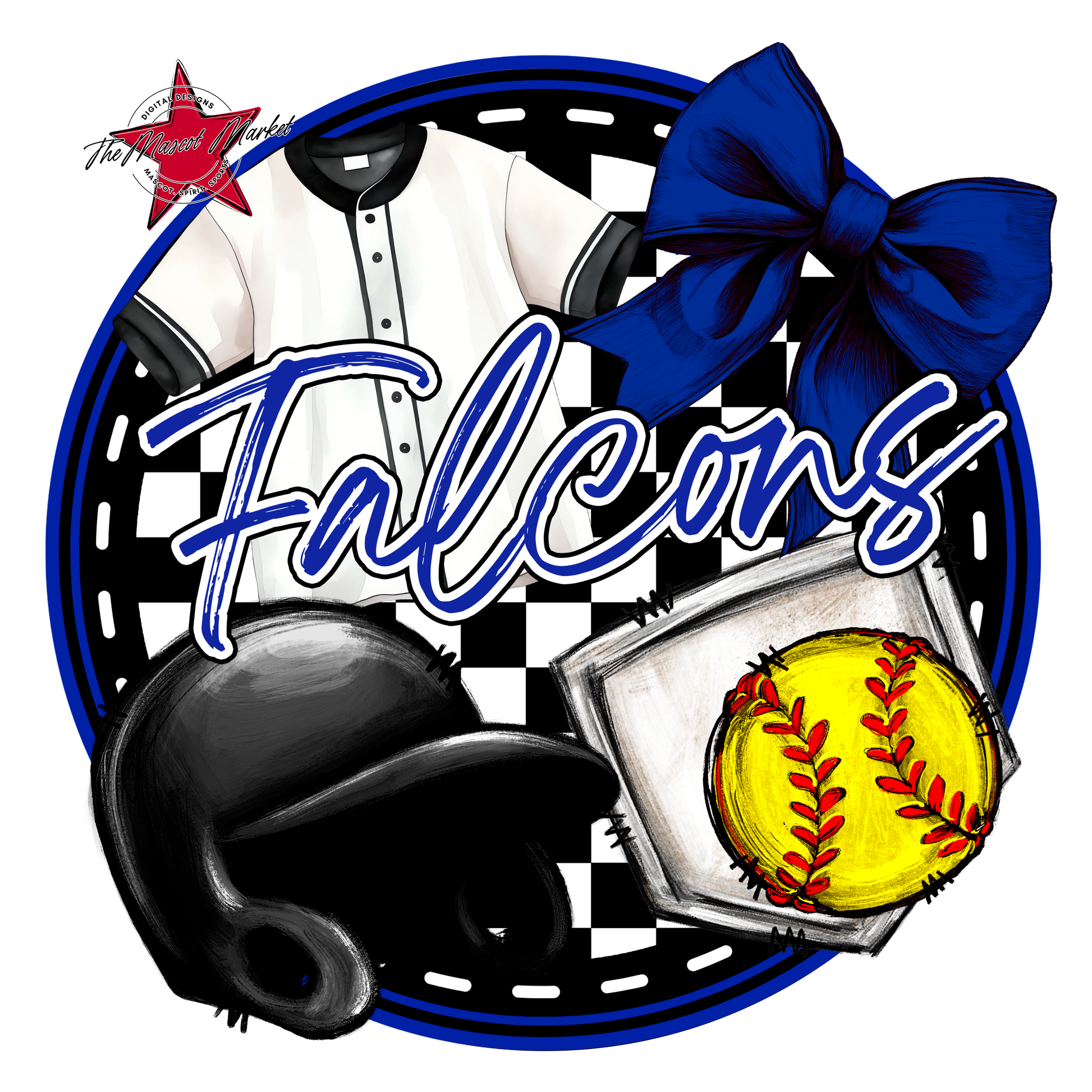 Falcons Circle Softball Design-Royal Blue