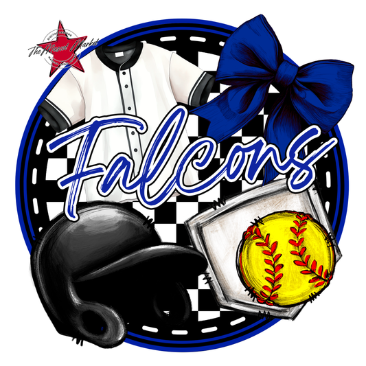 Falcons Circle Softball Design-Royal Blue