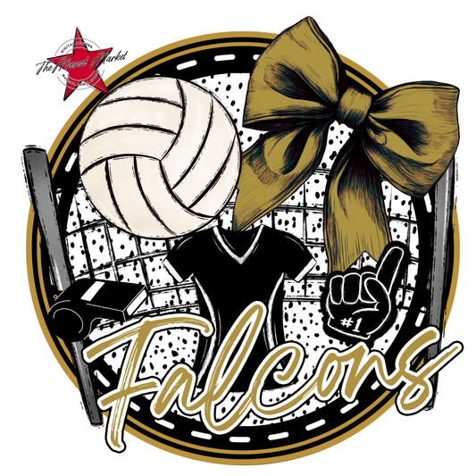 Falcons Circle Volleyball Design-Gold