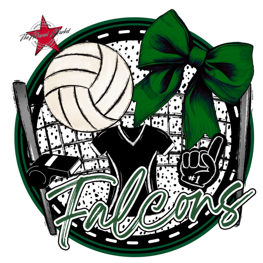 Falcons Circle Volleyball Design-Green